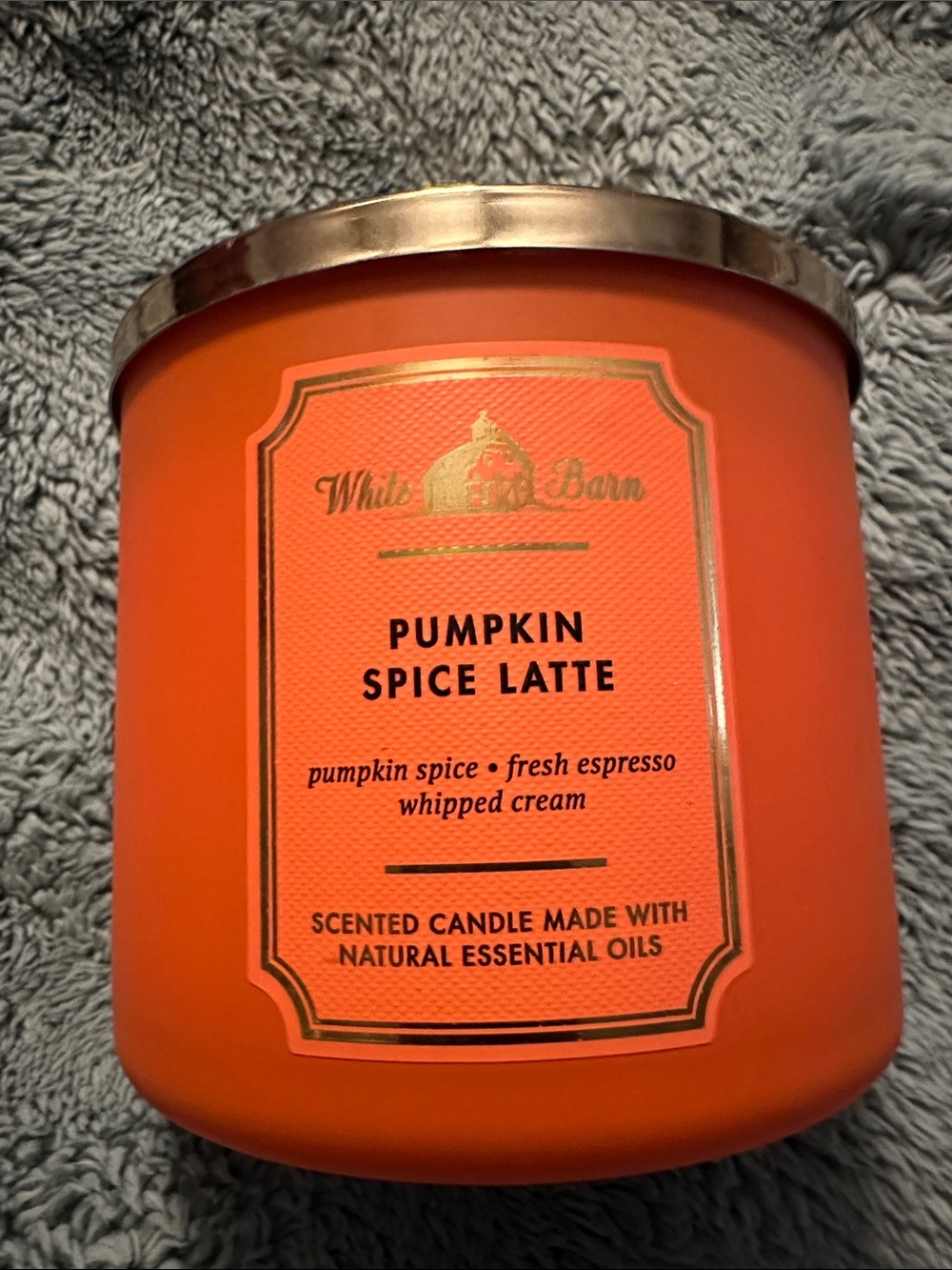White Barn Pumpkin Spice Latte Candle - Orange with Gold Accents